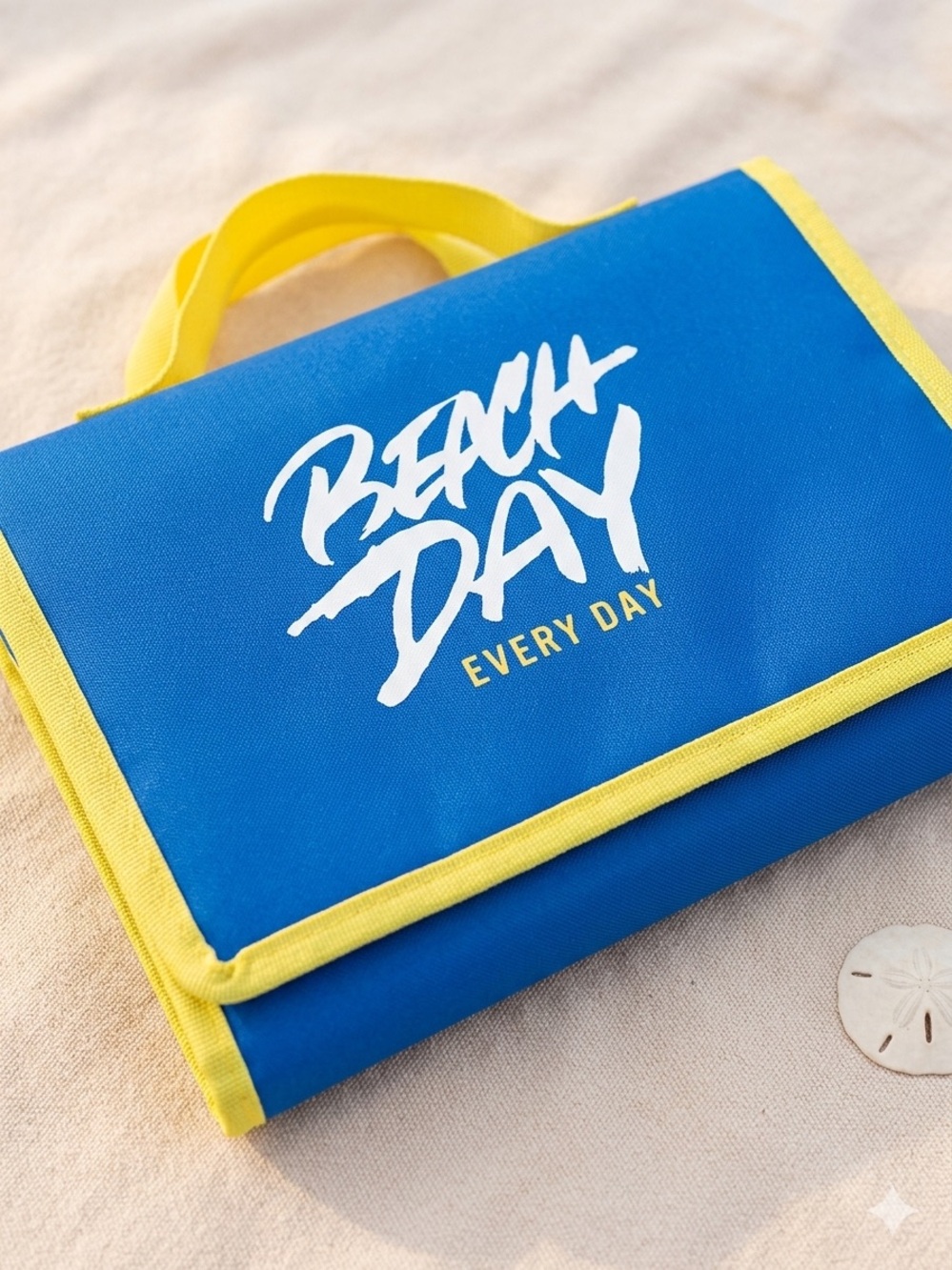 Beach Day Every Day Blue & Yellow Foldable cooler Bag